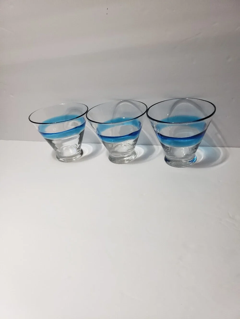 Vintage Set  Of 3 Murano  Cocktail Drinking Glasses